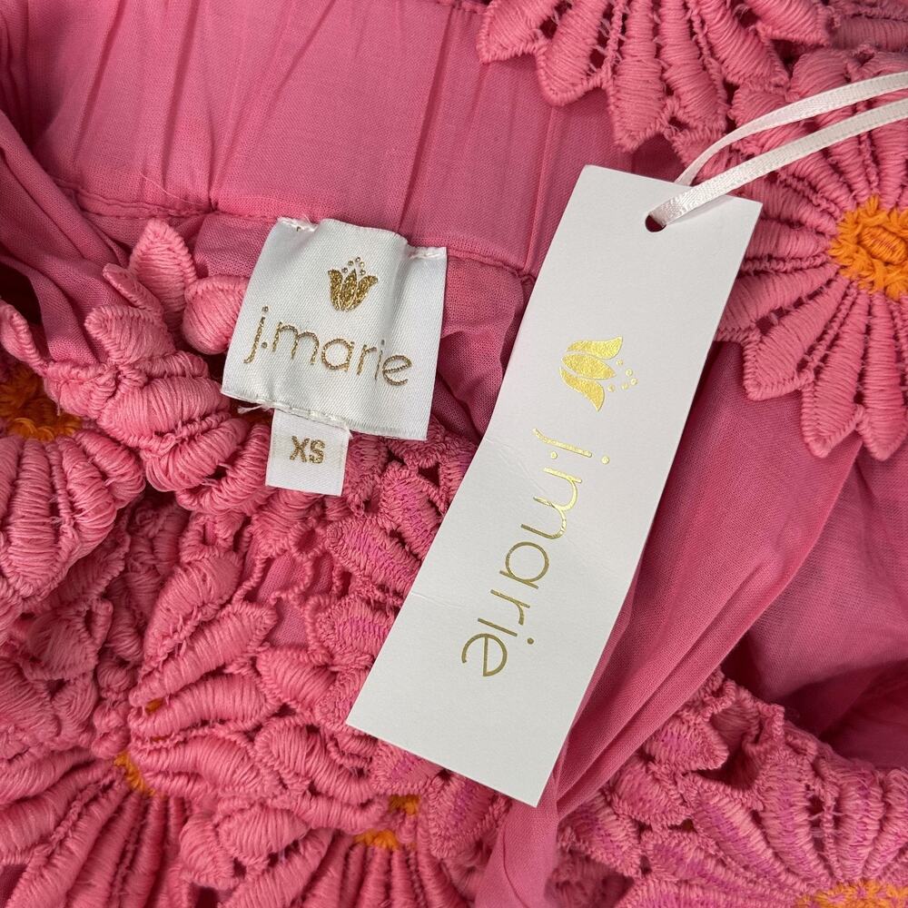 J.Marie Lele Dress Women XS Maxi Pink Daisy Floral Boho Sundress Tie Strap NEW - Picture 3 of 11